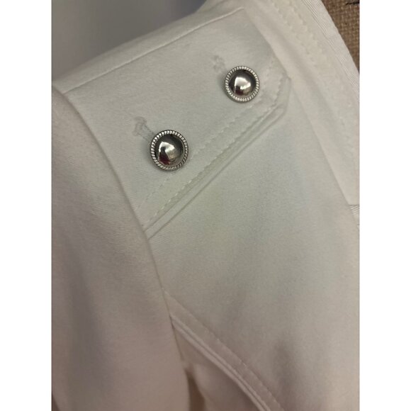 White House Black Market Ivory Blazer Silver Stud Accents 4 Padded Shoulders - Picture 3 of 16